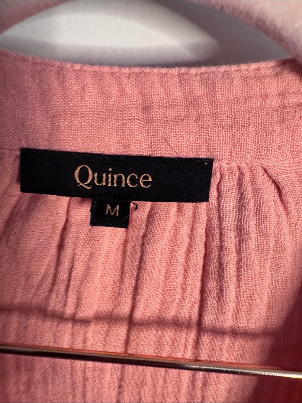Quince Organic Cotton Gauze Tiered Dress M Coral Pink Boho Bell Sleeve - Picture 5 of 7